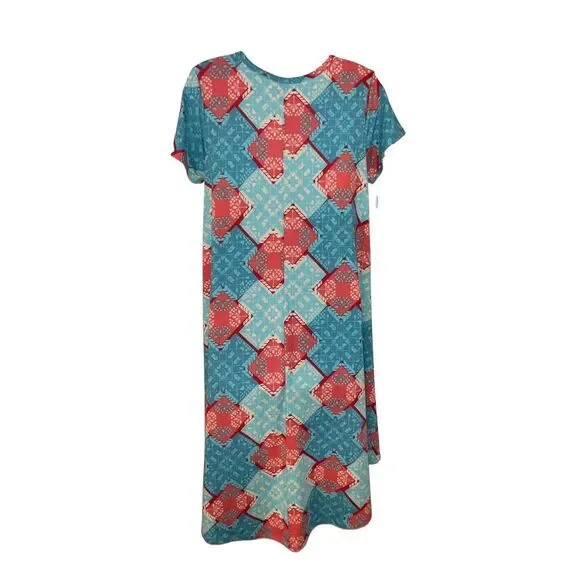 Women's LuLaRoe Dress, XS, Teal & Coral - Picture 4 of 5